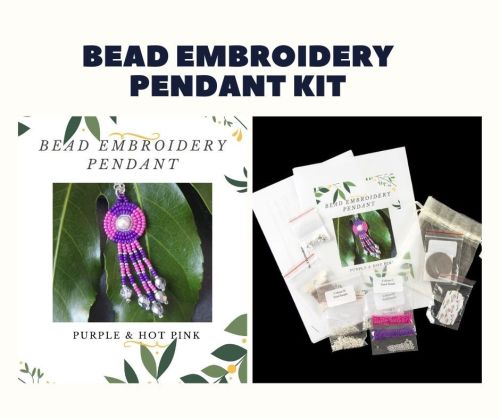 Bead Embroidery Pendant Kit - Purple & Hot Pink