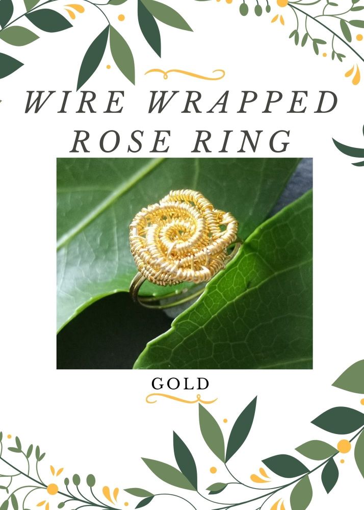 Wire Wrapped Rose Ring Kit - Gold MAKES 2