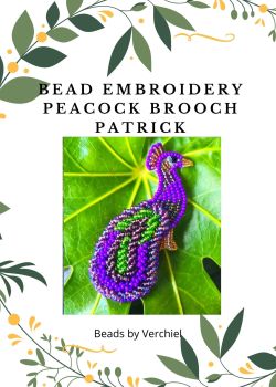 Bead embroidery Patrick Peacock Brooch  kit