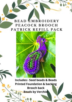 Bead embroidery Patrick Brooch Pendant REFILL kit