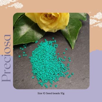 Preciosa Czech size 10 seed beads  - Opaque Turquoise Green