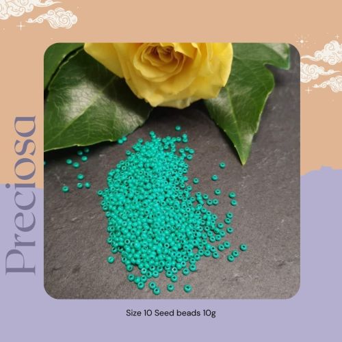 Preciosa Czech size 10 seed beads  - Opaque Turquoise Green