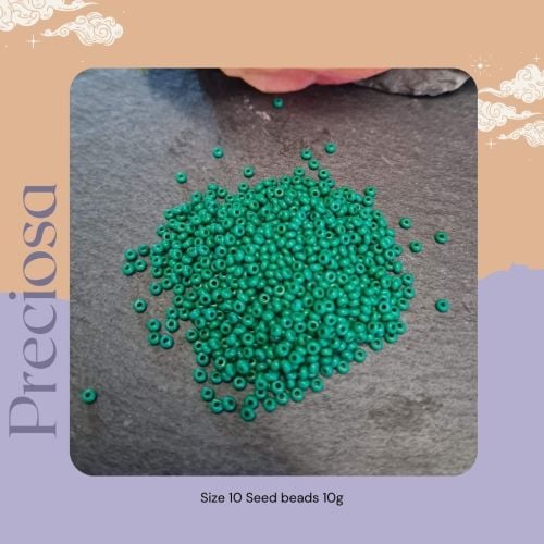 Preciosa Czech size 10 seed beads  - Opaque Dark Green 
