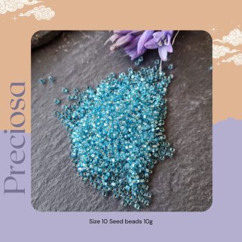 Preciosa Czech size 10 seed beads  - Silver Lined Light Aqua
