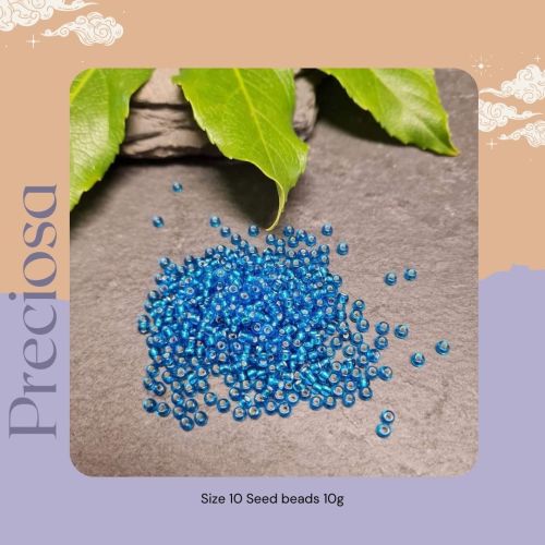 Preciosa Czech size 10 seed beads  - Silver Lined Aqua 