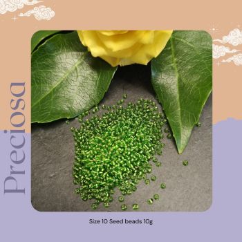Preciosa Czech size 10 seed beads  - Silver Lined Light Green