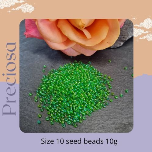 Preciosa Czech size 10 seed beads  - Ab LightGreen