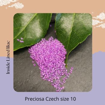 Preciosa Czech size 10 seed beads  - Inside Lined Lilac