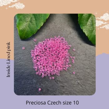 Preciosa Czech size 10 seed beads  - Inside Lined Pink