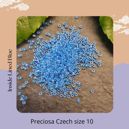 Preciosa Czech size 10 seed beads  - Inside Lined Blue