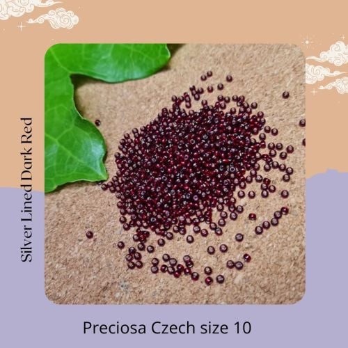 Preciosa Czech size 10 seed beads  - Silver Lined Dark Red