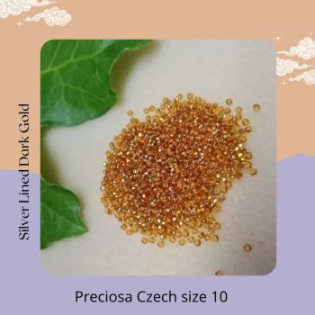 Preciosa Czech size 10 seed beads  - Silver Lined Dark Gold