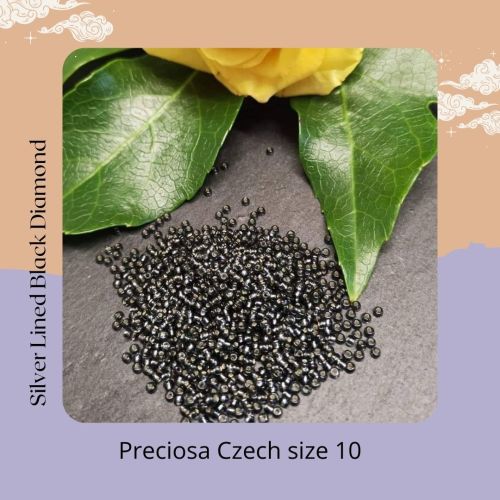 Preciosa Czech size 10 seed beads  - Silver Lined Black Diamond