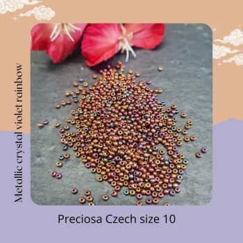 Preciosa Czech size 10 seed beads  - Crystal violet rainbow