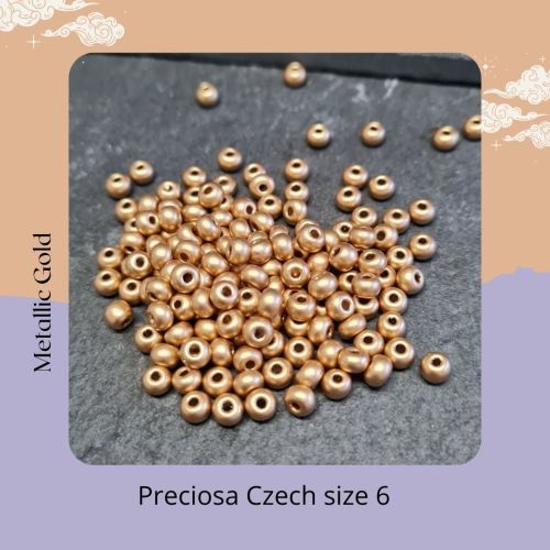 Czech size 6 Metallic Gold Seed beads 10g 