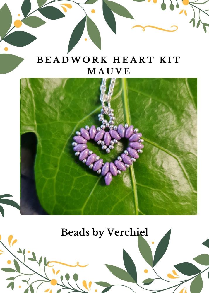 Beadwork Heart Kit  - Mauve