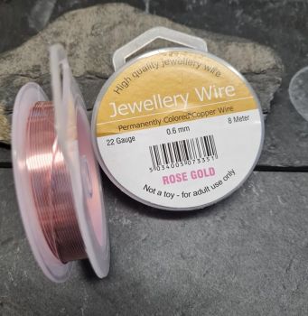 Rose gold coloured .6mm copper wire reel 8 Metres