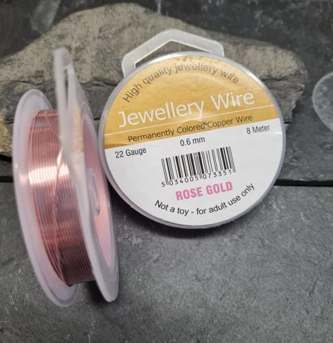 <!002-->Rose gold coloured .6mm copper wire reel