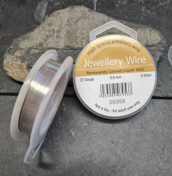 Silver coloured .6mm copper wire reel 8 metres