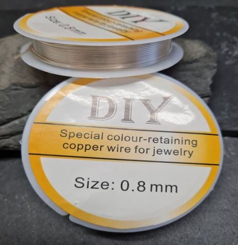 <!005--> .8mm silver permanently coloured copper wire 