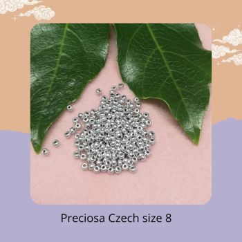 10g Czech size 8 Metallic Silver 