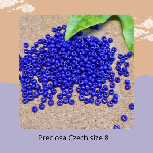 10g Czech size 8 Opaque Royal Blue