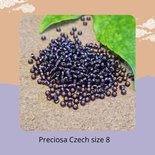 10g Czech size 8 Silver Lined Purple 