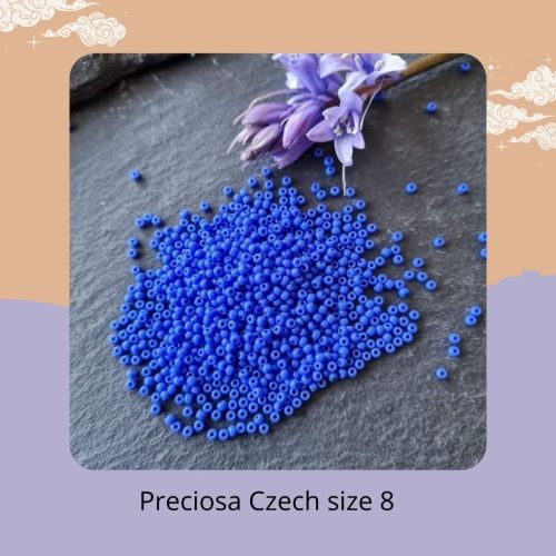 10g Czech size 8 Opaque Lavender Blue