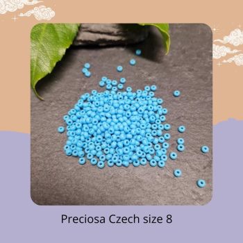 10g Czech size 8 Opaque Turquoise Blue 