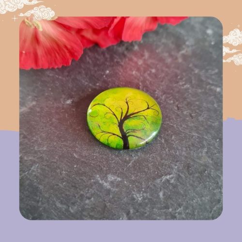 1 x Yellow/Green Tree of Life cabochons 26mm