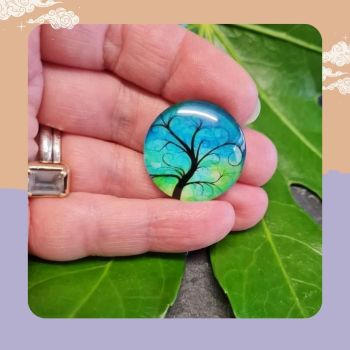 1 x Blue/Green Tree of Life cabochons 26mm