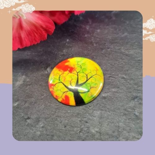 1 x Yellow/Red Tree of Life cabochons 26mm