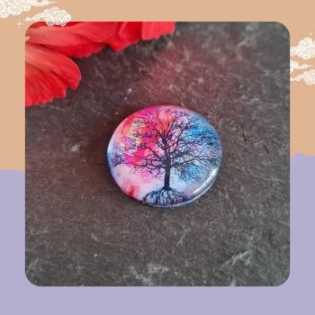 1 x Pink/blue Tree of Life cabochons 26mm