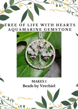  Gemstone Heart Tree of Life Jewellery Making Kit - Aquamarine 