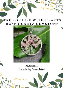  Gemstone Heart Tree of Life Jewellery Making Kit - Rose Quartz