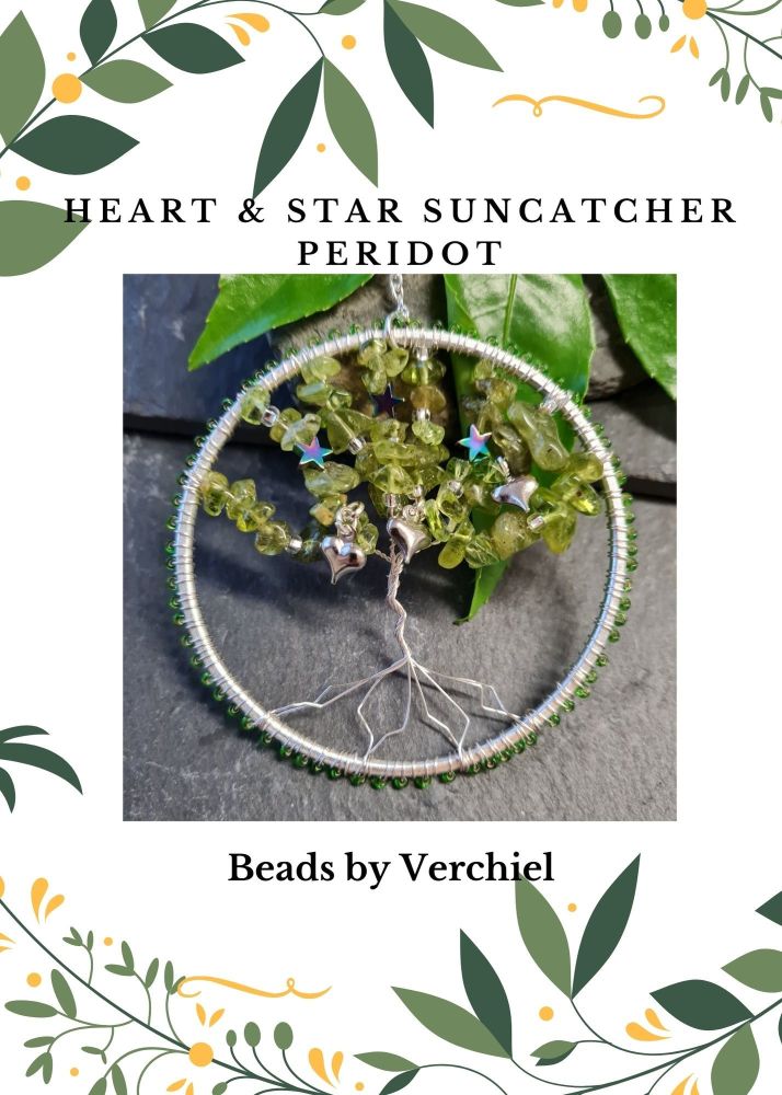 <!001-> Peridot Hearts & Stars Tree of Life Suncatcher kit