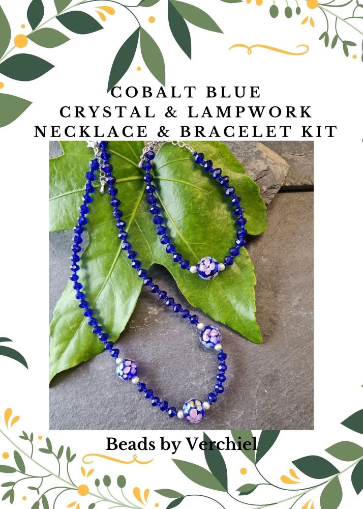 Crystal and Lampwork Bracelet and Necklace Kit - Cobalt Blue 