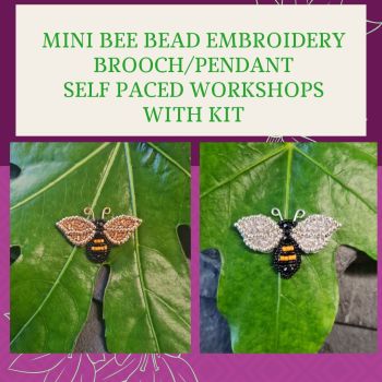 NEW SELF PACED WORKSHOP KIT INCLUDED Bead embroidery Mini Bee workshop 