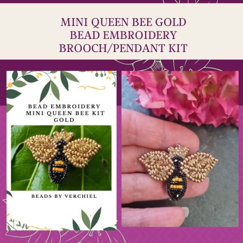 <!001->Bead embroidery Mini Queen Bee Kit GOLD