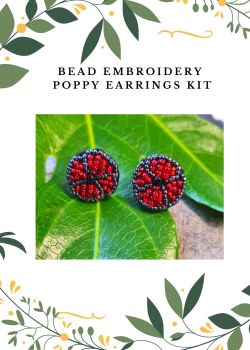 Poppy Earrings Bead embroidery Kit