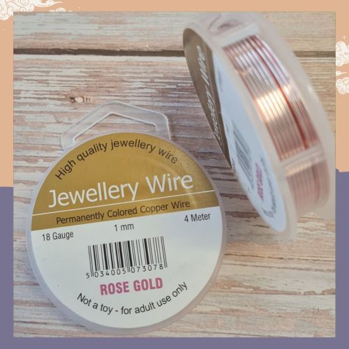 <!007--> 1mm Rose Gold wire permanently coloured 4 Metres