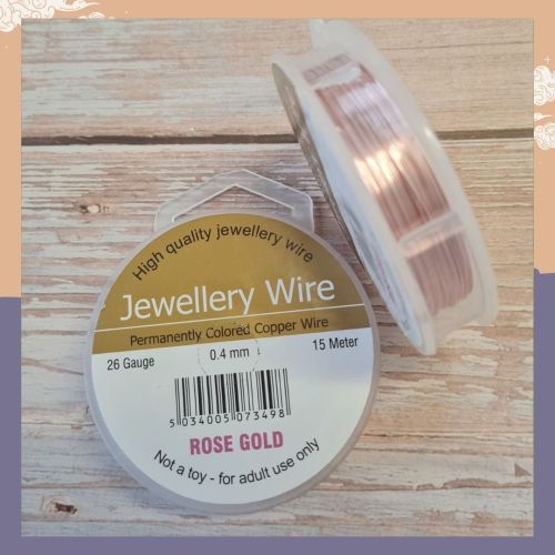 <!002-->.4mm Rose Gold plated copper wire reel 15 Metres