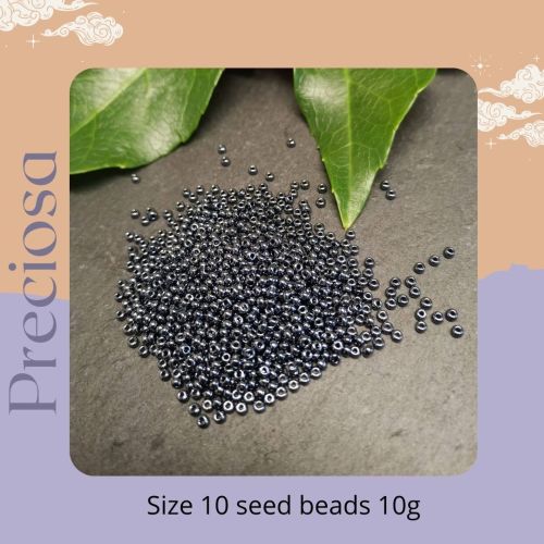 Preciosa Czech size 10 seed beads  -Metallic Gunmetal