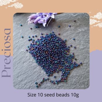 Preciosa Czech size 10 seed beads  - Metallic blue iris