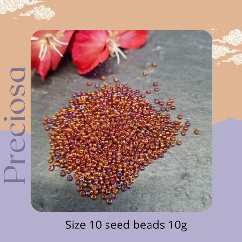 Preciosa Czech size 10 seed beads  -Smoked Topaz Ab
