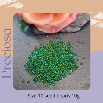 Preciosa Czech size 10 seed beads  -Dark Green ab