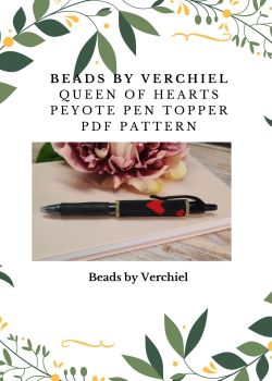 DIGITAL PDF PATTERN - Peyote Queen of Hearts Pen topper