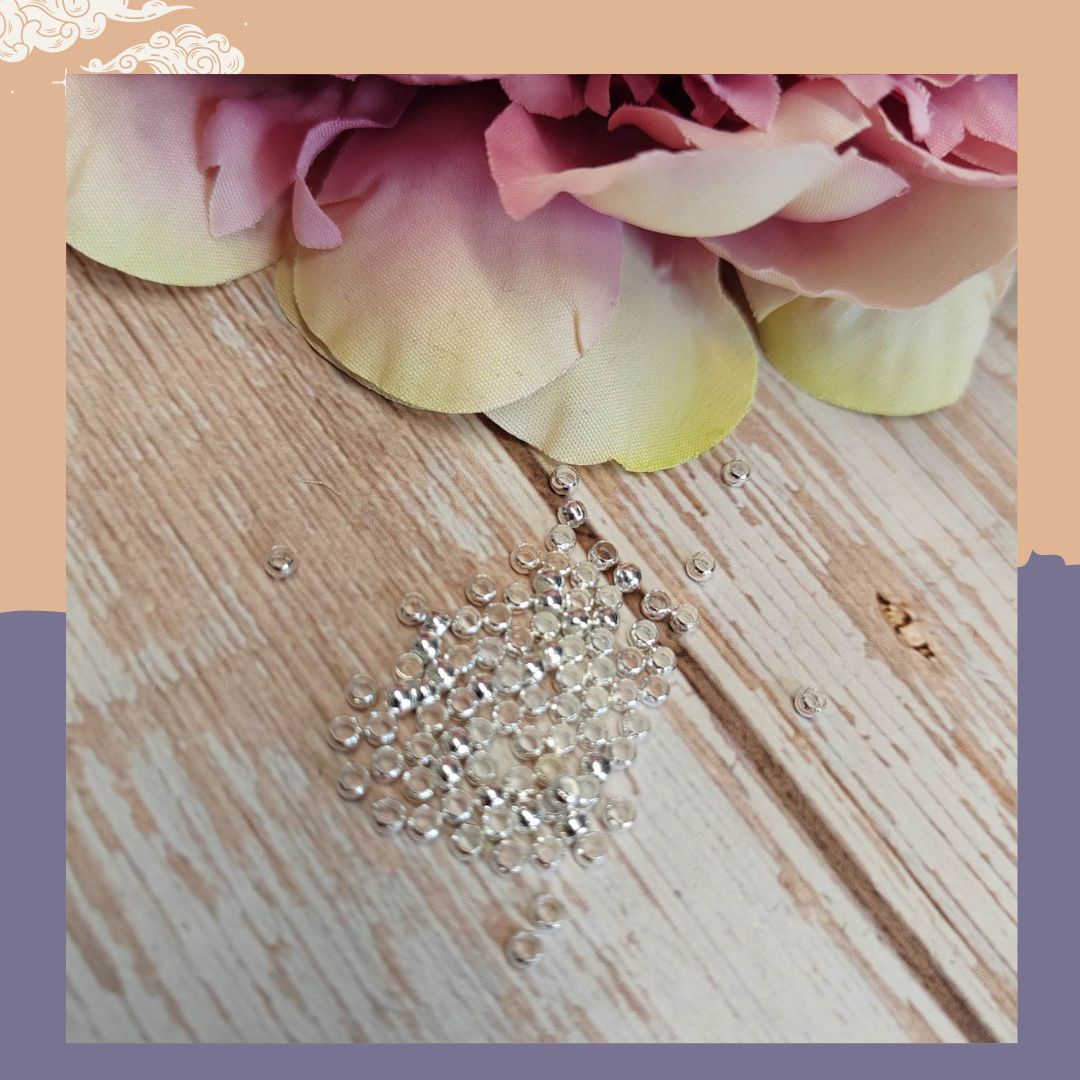  100 large silver 3mm Crimp Beads