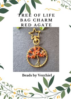  Red Agate Tree of Life Bag Charm kit