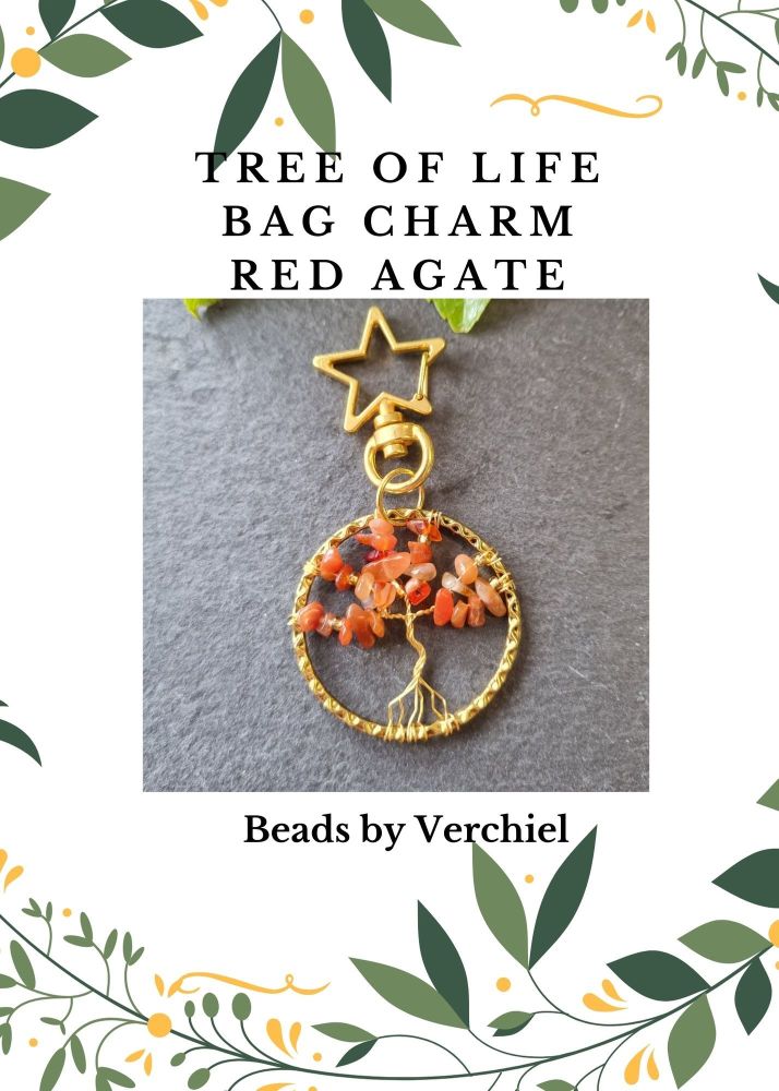 <!001-> Red Agate Tree of Life Bag Charm kit